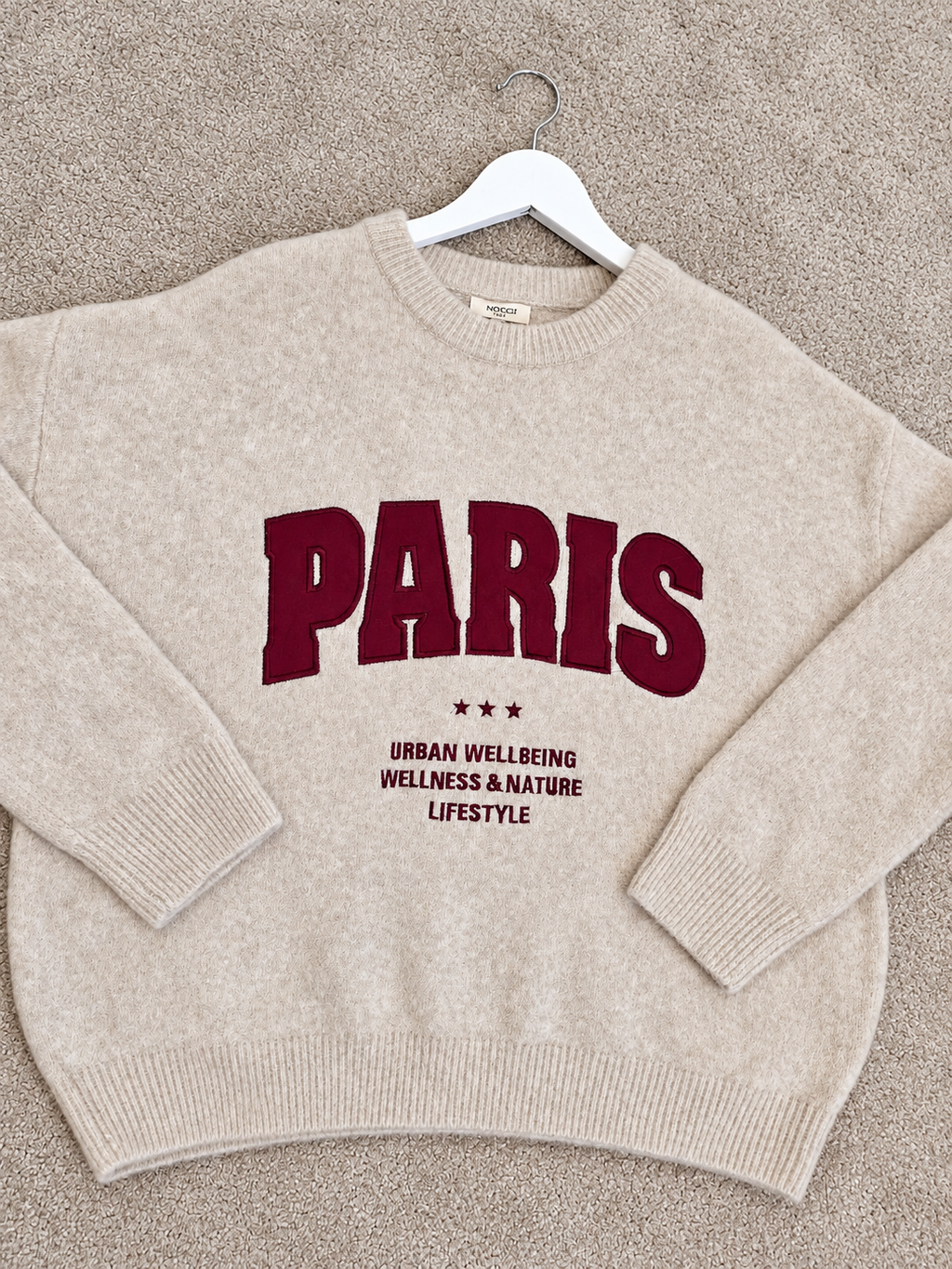 Paris Knit – Oatmeal &amp; Burgundy