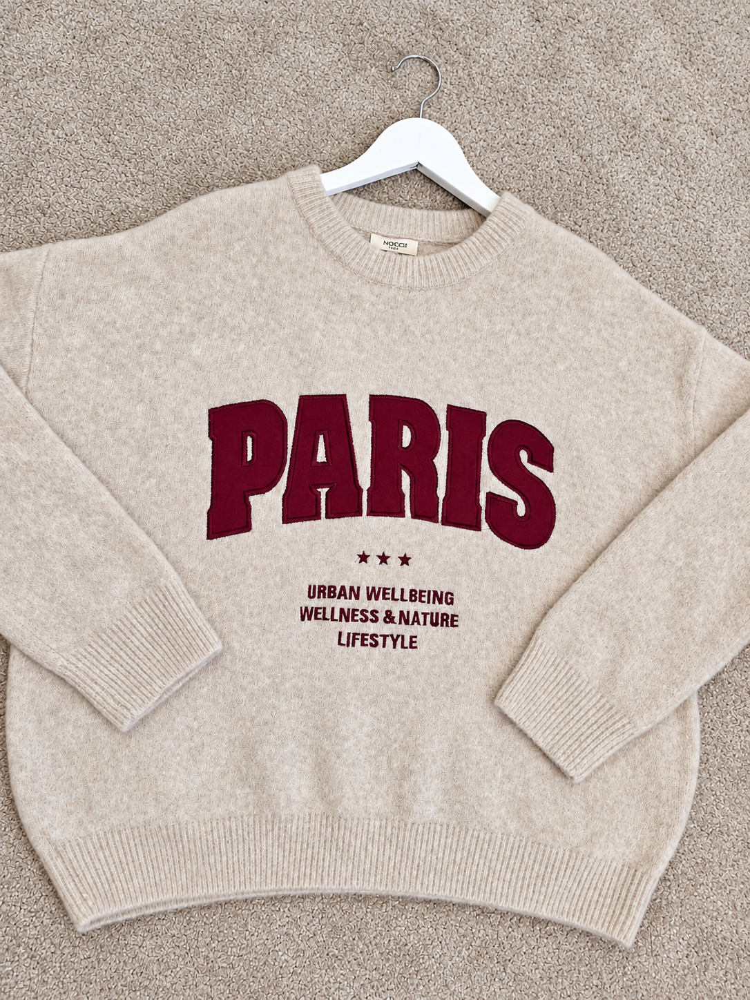 Paris Knit – Oatmeal &amp; Burgundy