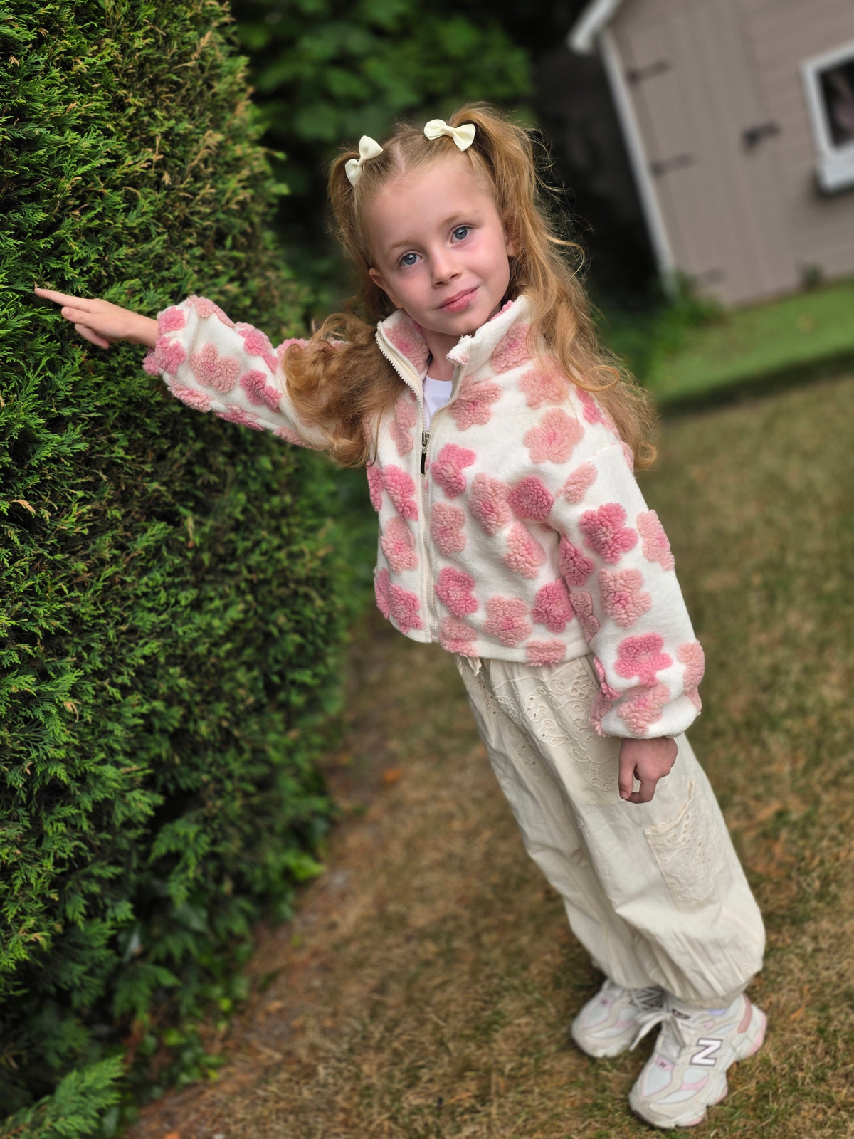 🌹 Children's Pink Rose Teddy Jacket