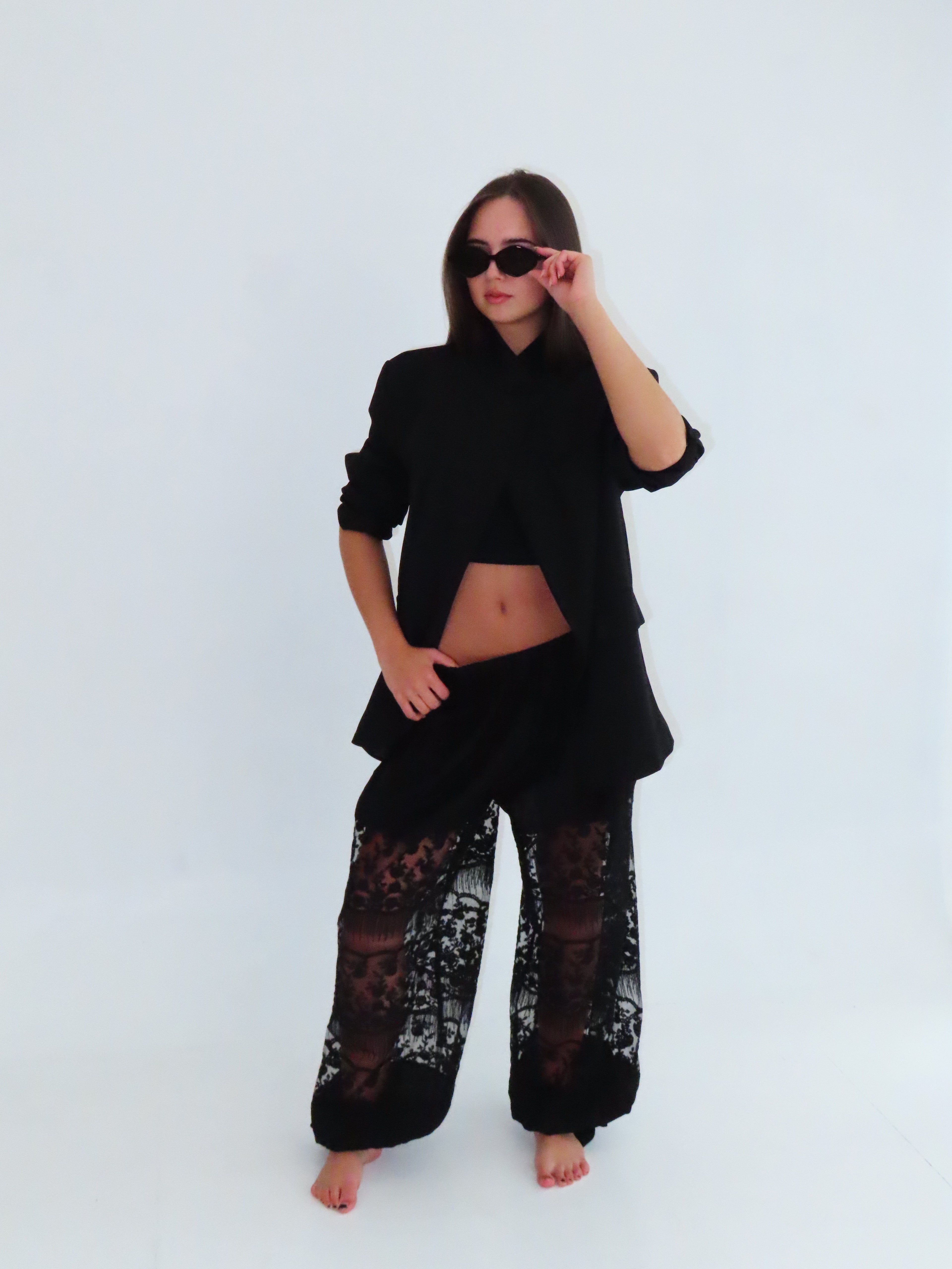 Summer Veil Balloon Pants black