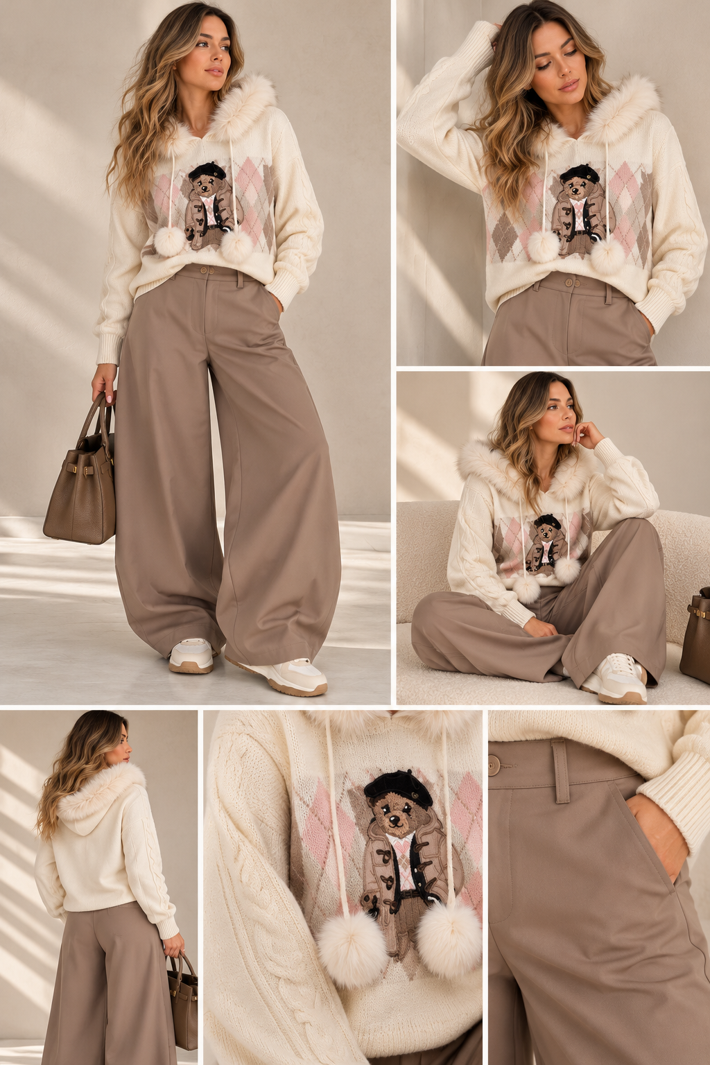 Season Signature Barrel-Leg Trousers - Taupe