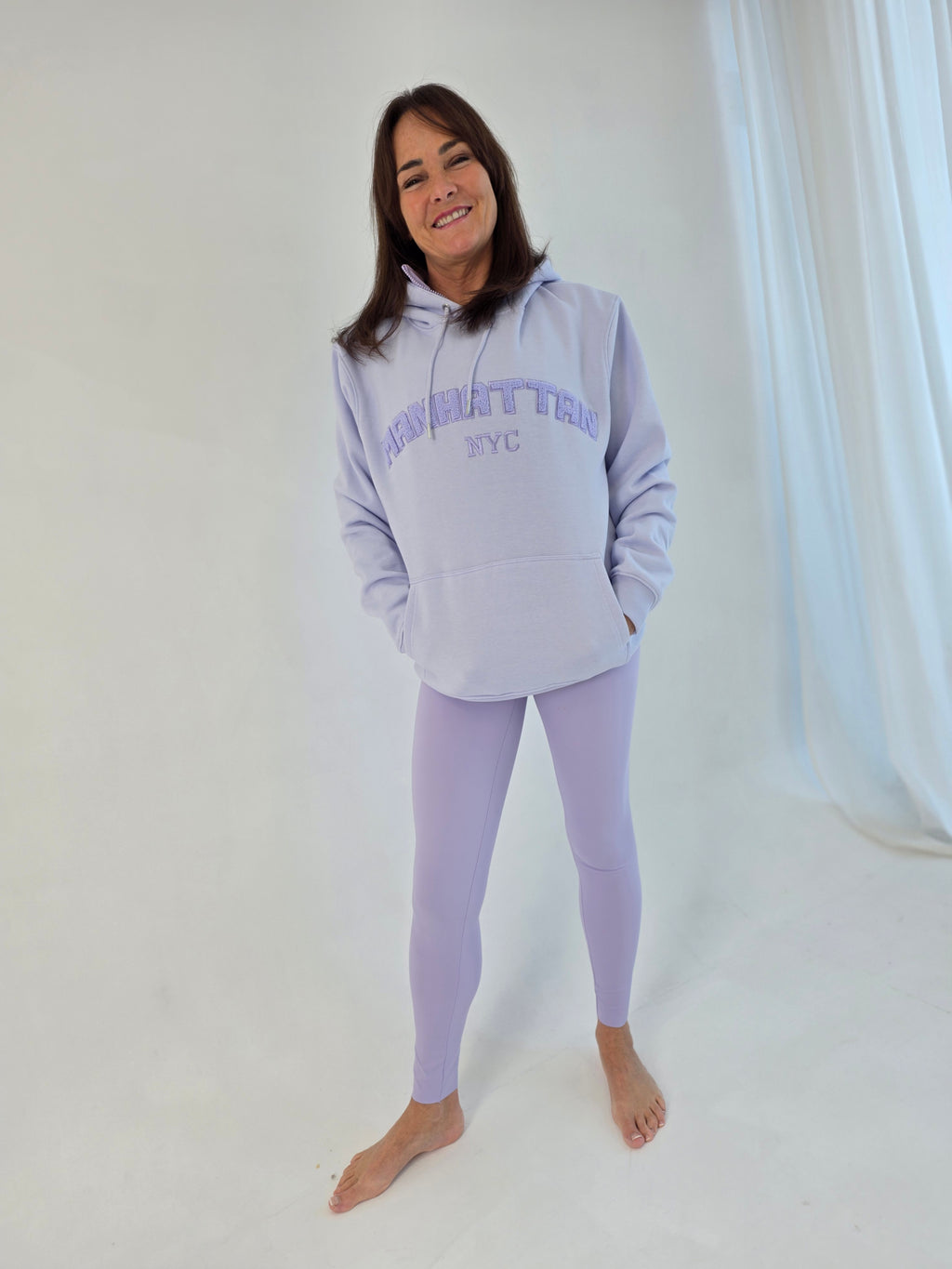 Manhattan slogan fleece hoodie