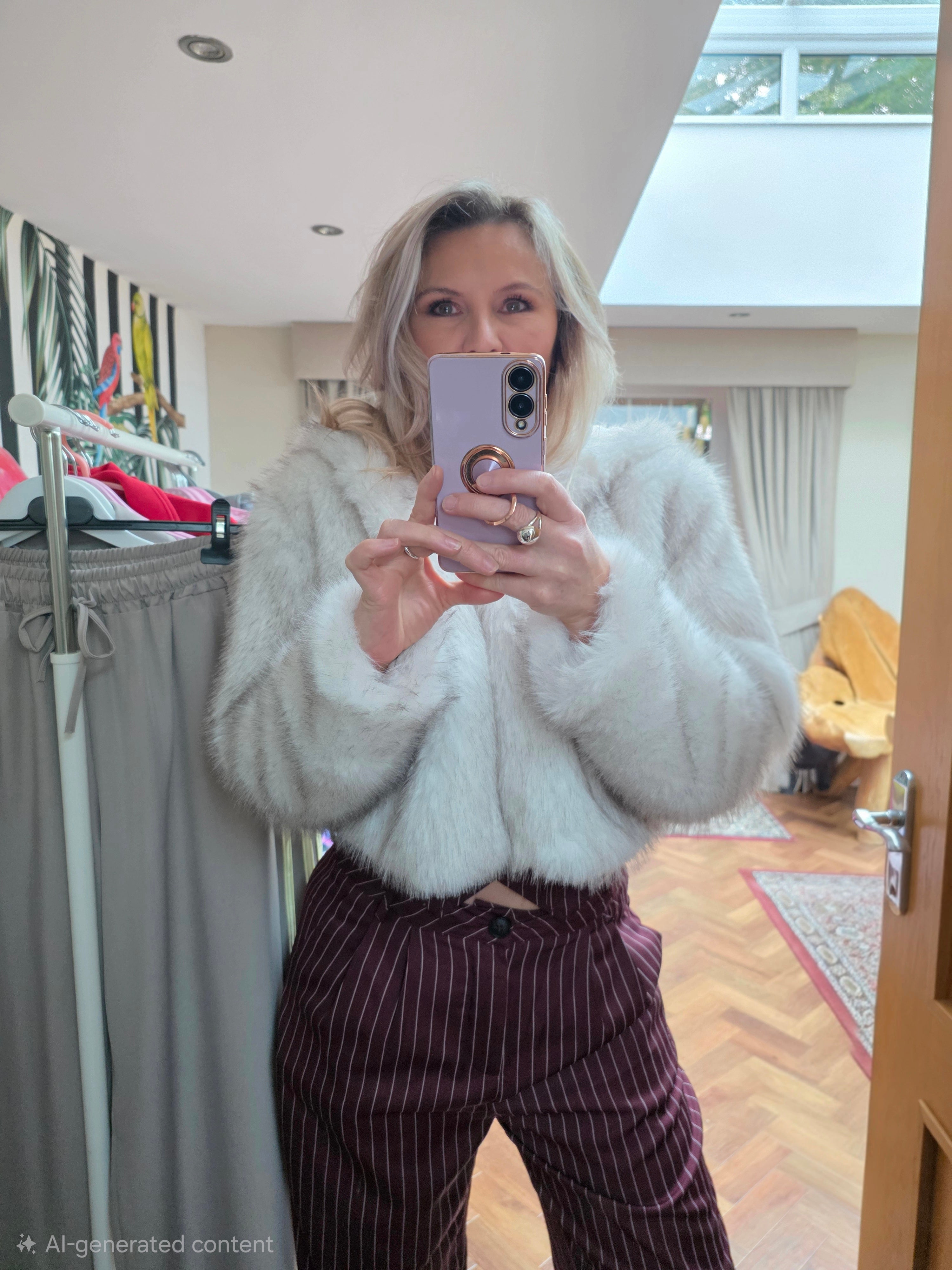 Frosted mink faux fur hooded Jacket