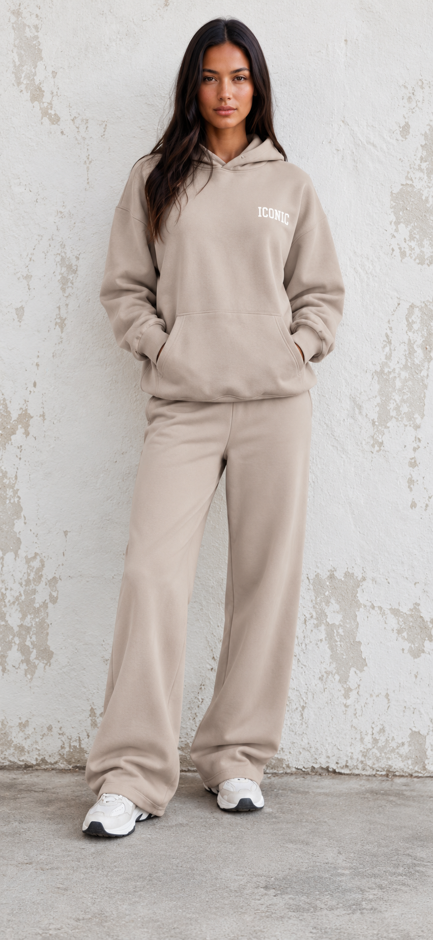 Iconic Sport fleece tracksuit hoodie - Taupe
