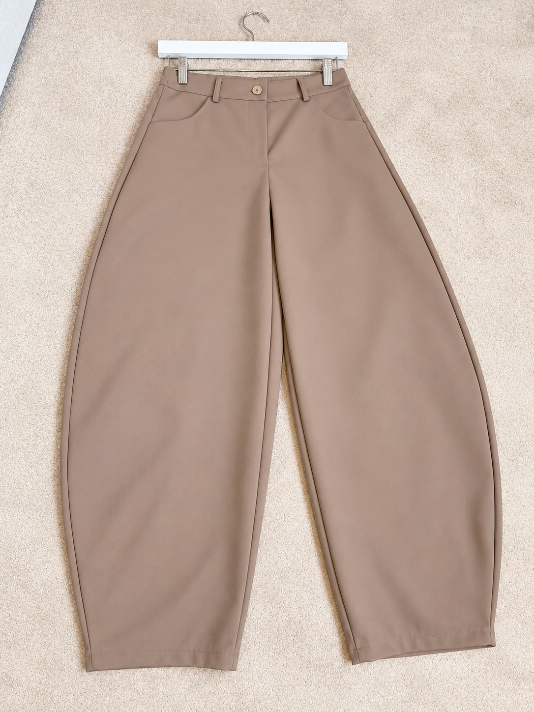Season Signature Barrel-Leg Trousers - Taupe
