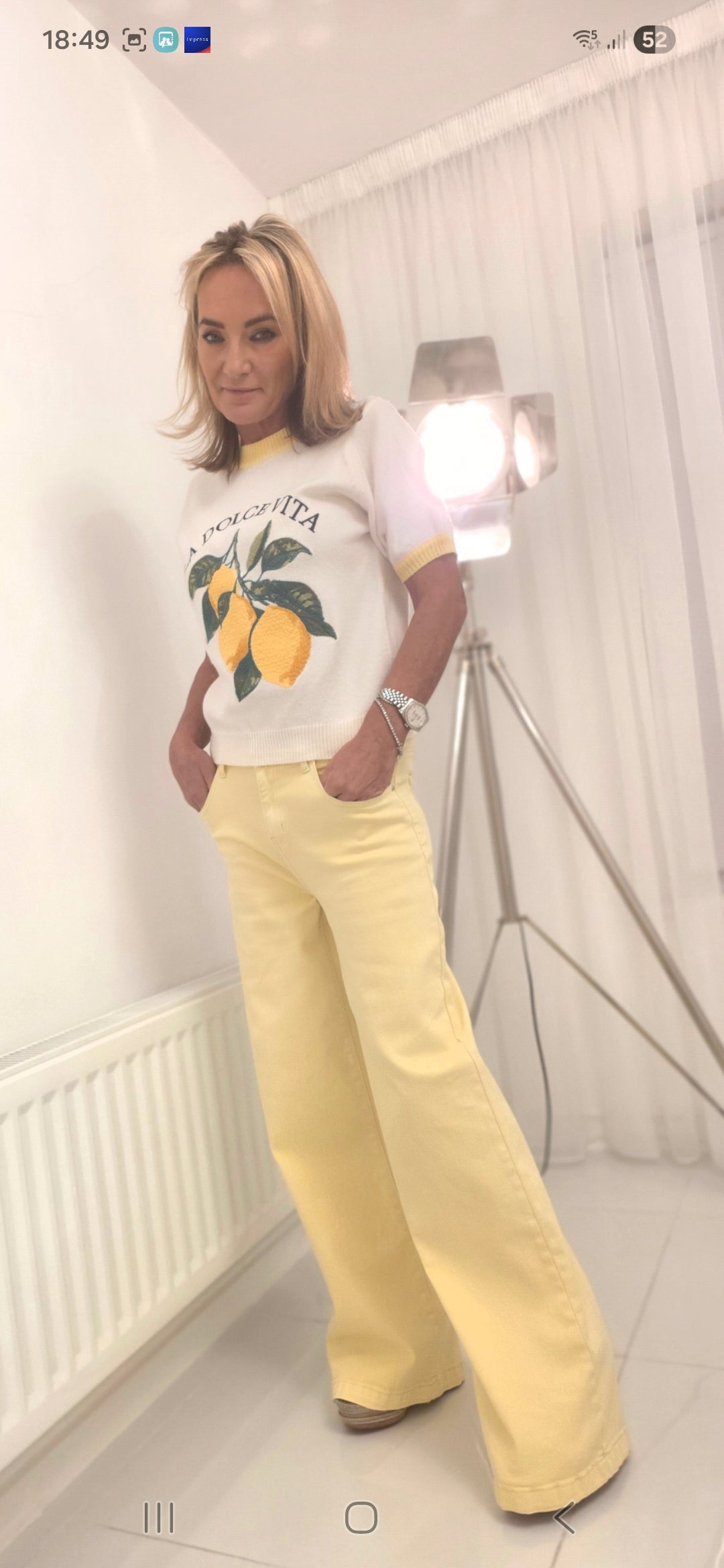 Dolce Vita Lemon Embroidered Short Sleeve Jumper