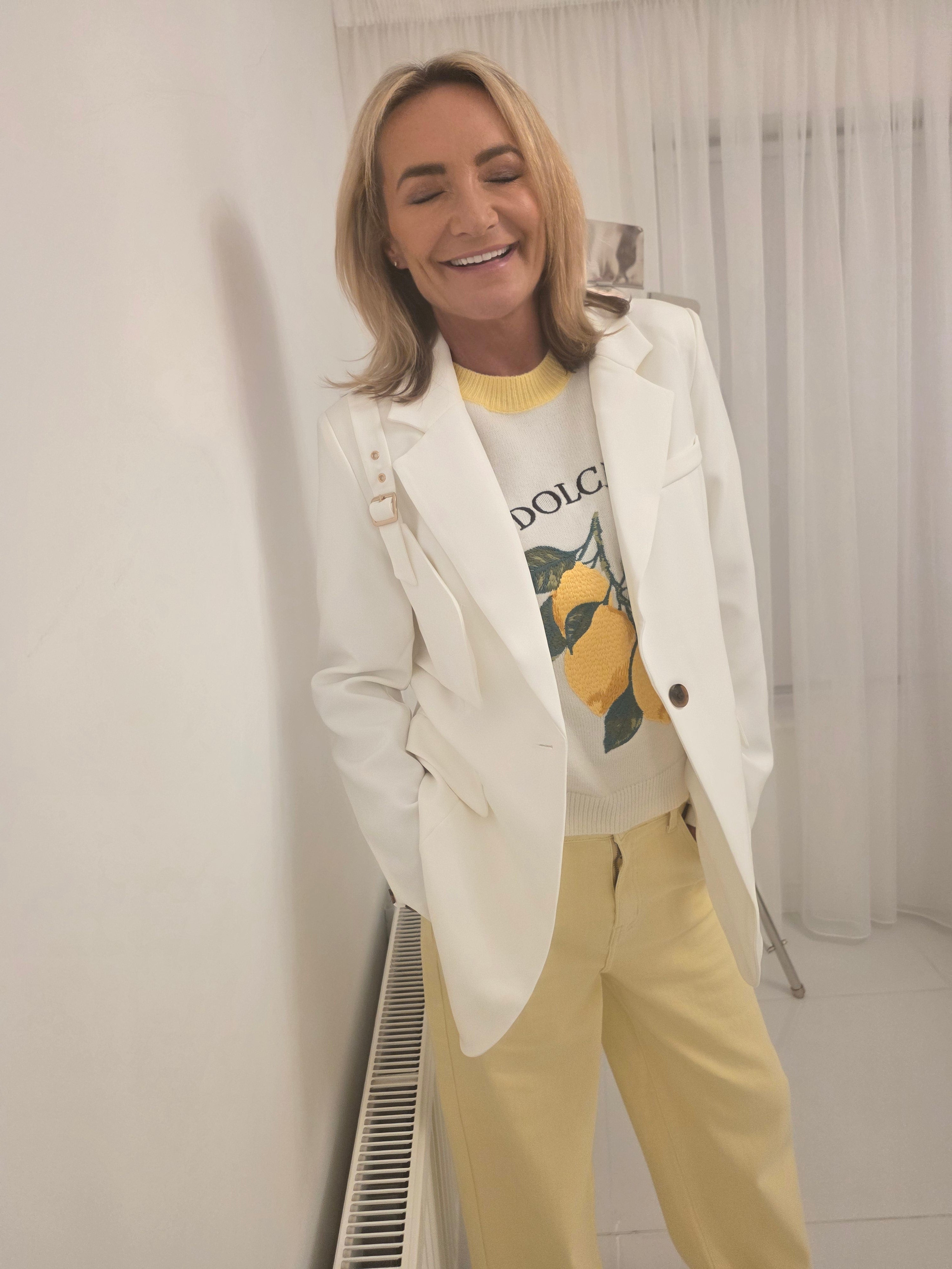 Dolce Vita Lemon Embroidered Short Sleeve Jumper