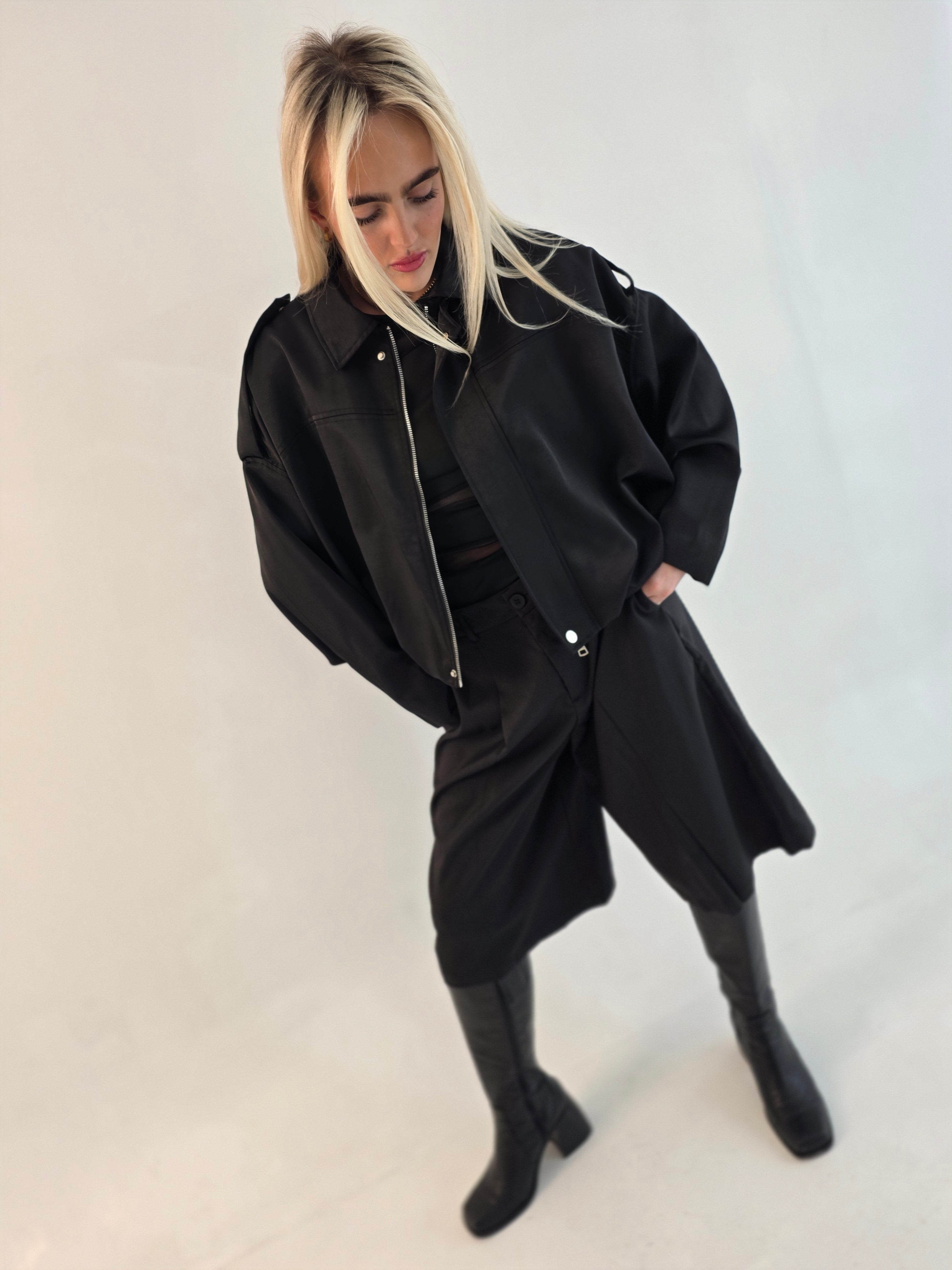 Satin Solice Drape bomber jacket