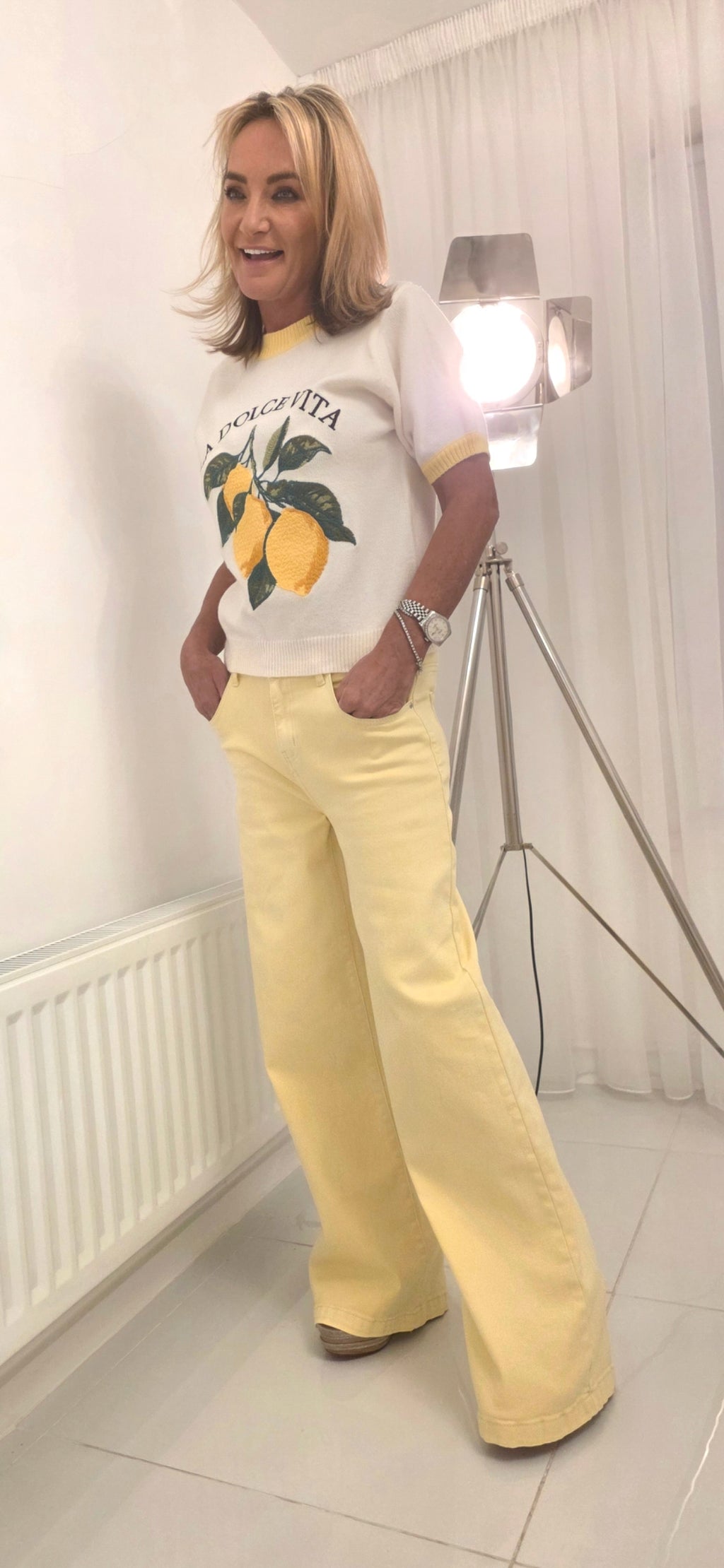Dolce Vita Lemon Embroidered Short Sleeve Jumper