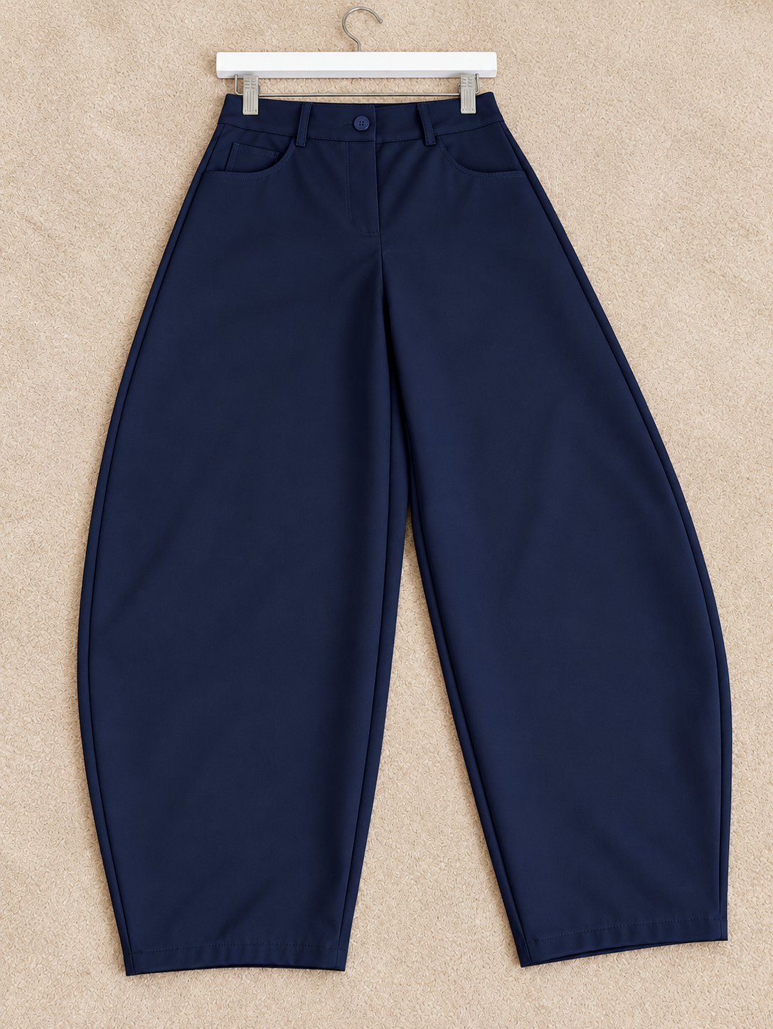 Season Signature Barrel-Leg Trousers - Navy