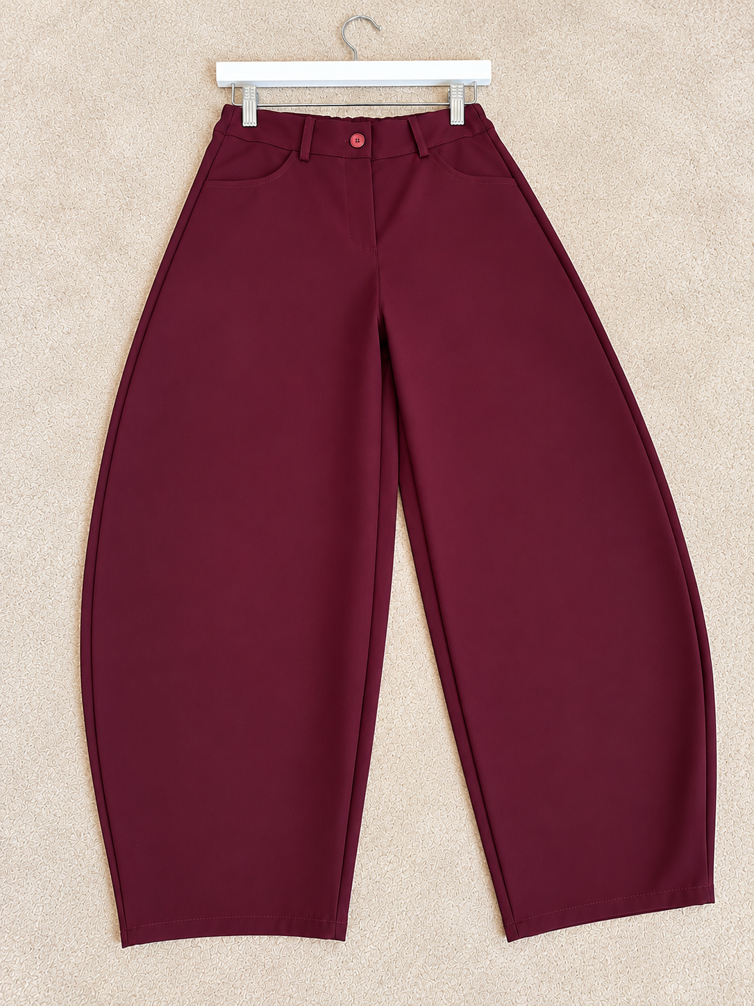 Season Signature Barrel-Leg Trousers - Burgundy