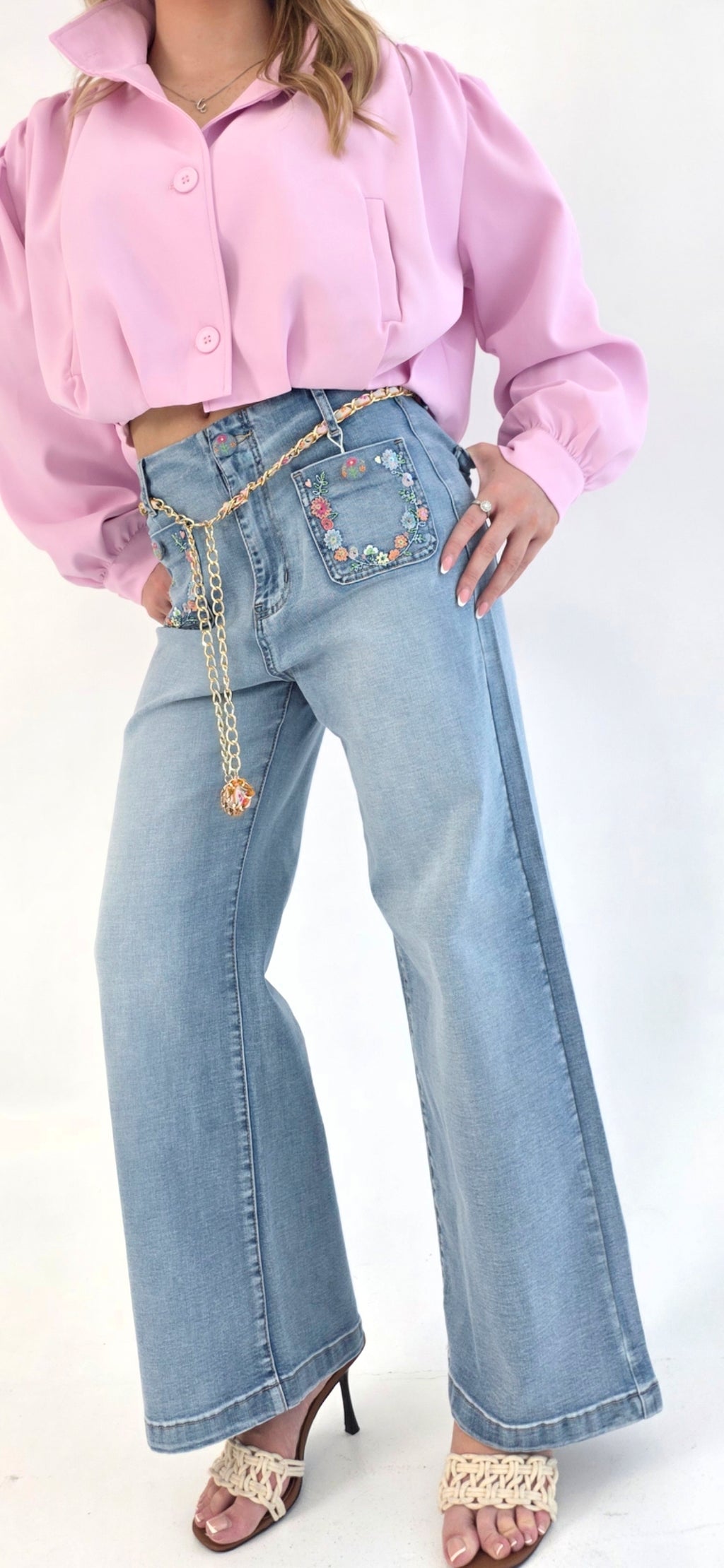 Pearls and petals wide leg jeans 🫧🌸