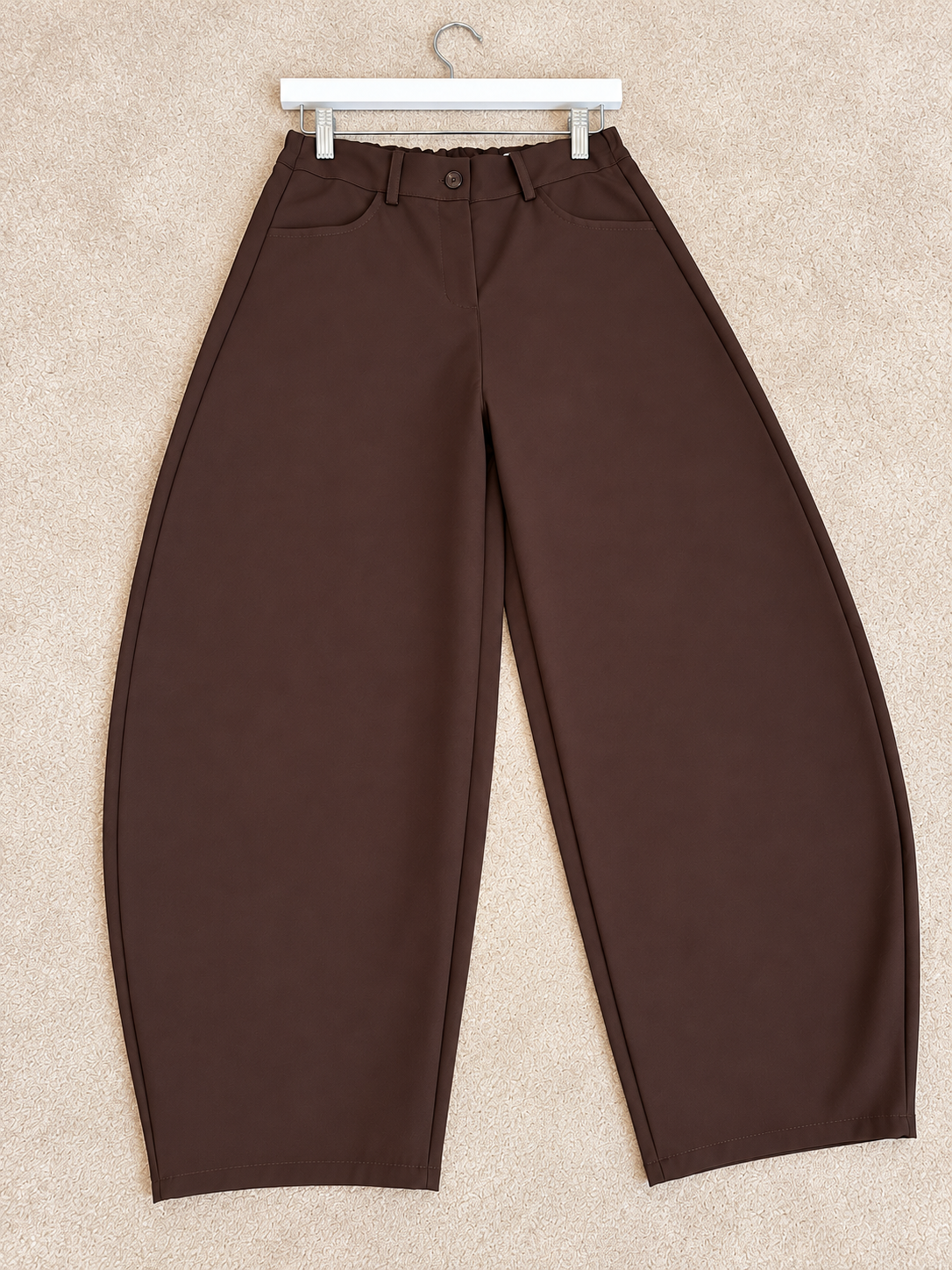 Season Signature Barrel-Leg Trousers - Brown