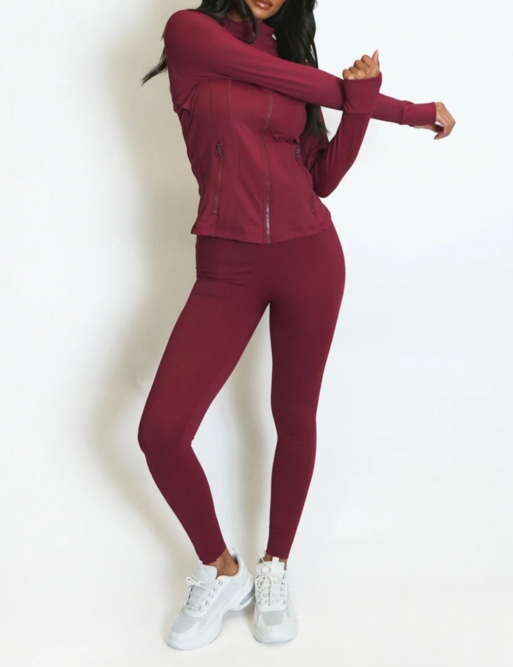 Contour Fitted Yoga & Pilates Jacket – Burgendy