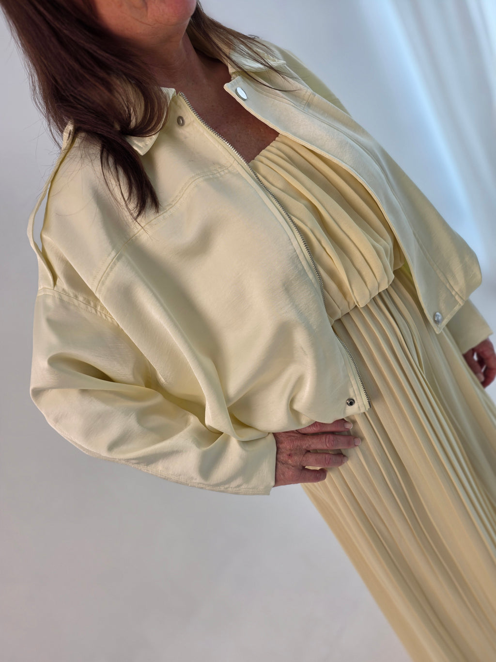 Satin Solice Drape bomber jacket