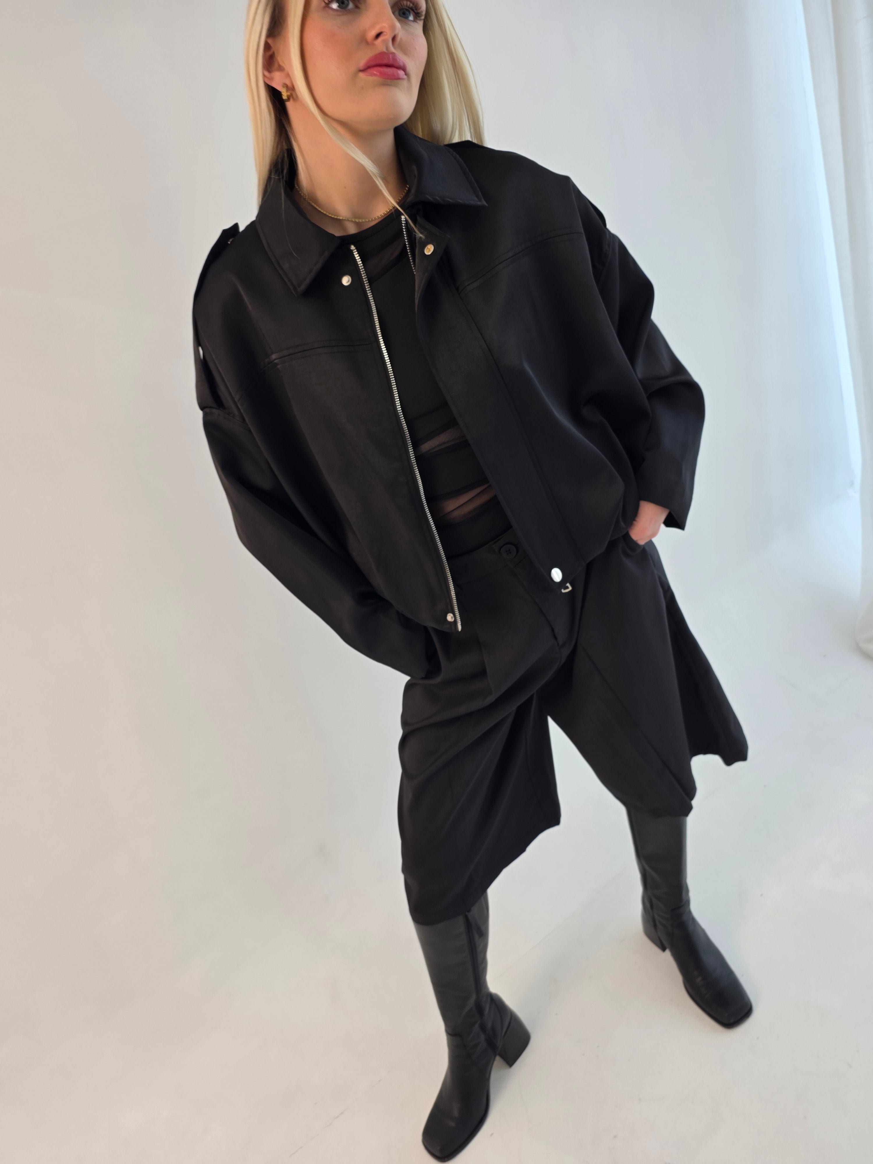 Satin Solice Drape bomber jacket