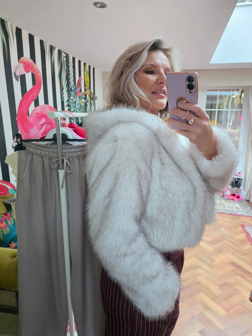Frosted mink faux fur hooded Jacket