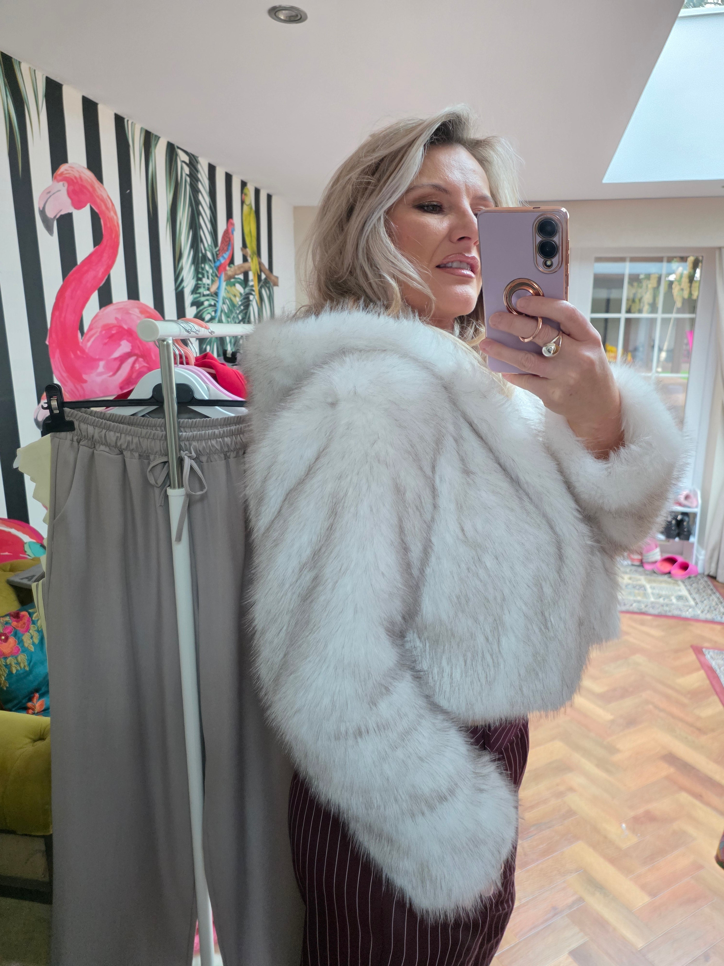 Frosted mink faux fur hooded Jacket