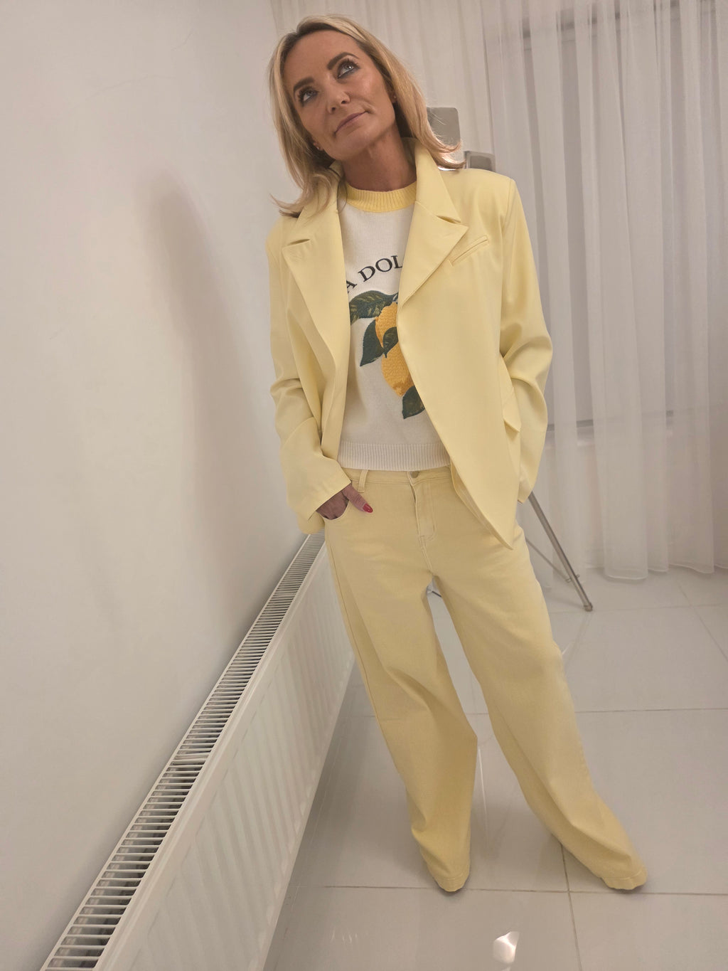 Dolce Vita Lemon Embroidered Short Sleeve Jumper
