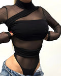Angel Veil Mesh bodysuit in black
