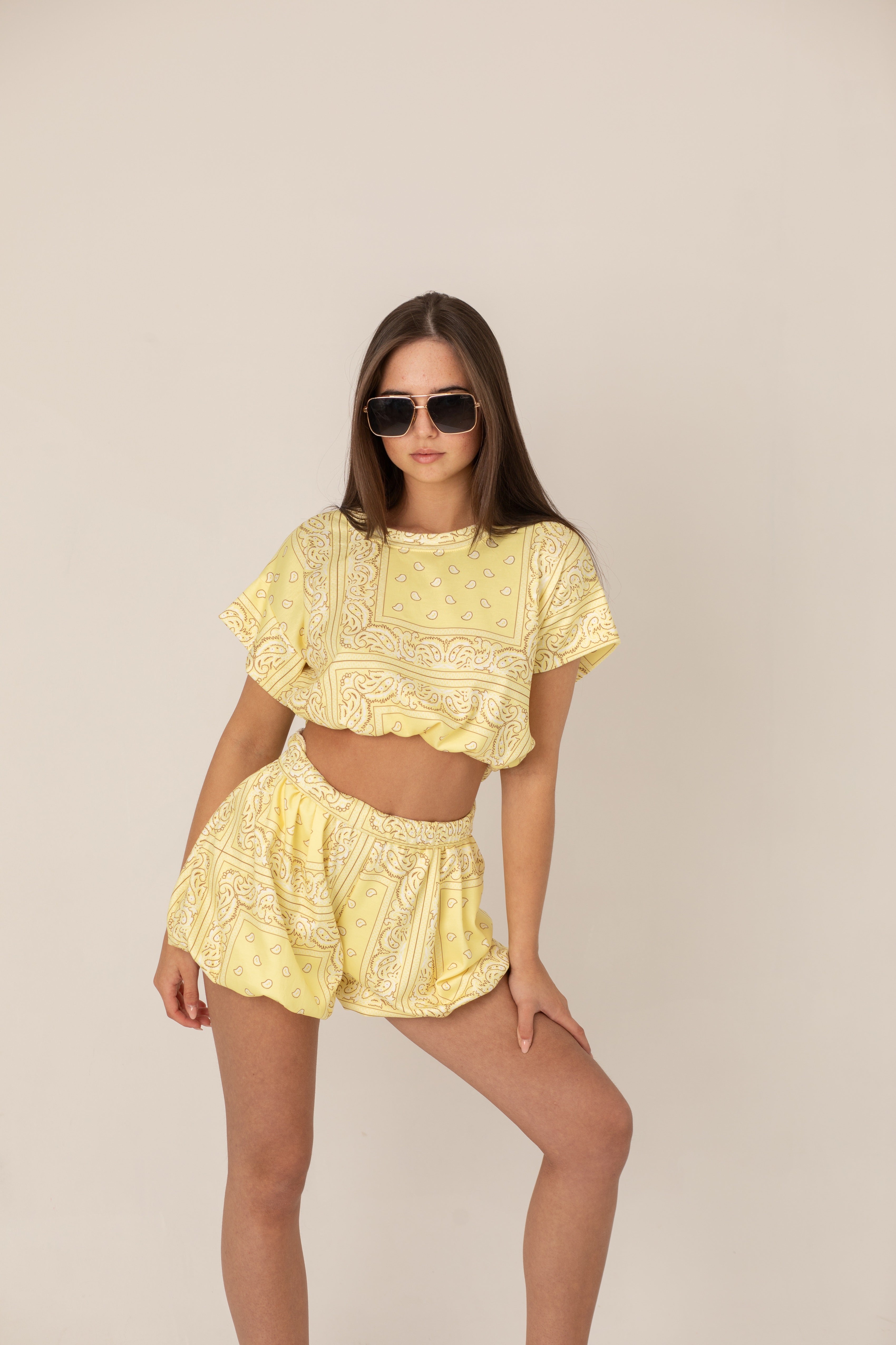 Paisley Puff Ball shorts set